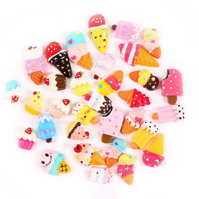 30PCS DIY Slime Accessories Candy Sugar Chocolate Cake Resin Flatback of Slime Beads for Ornament Scrapbook Crafts Toy for Kids: 30PCS toy -9