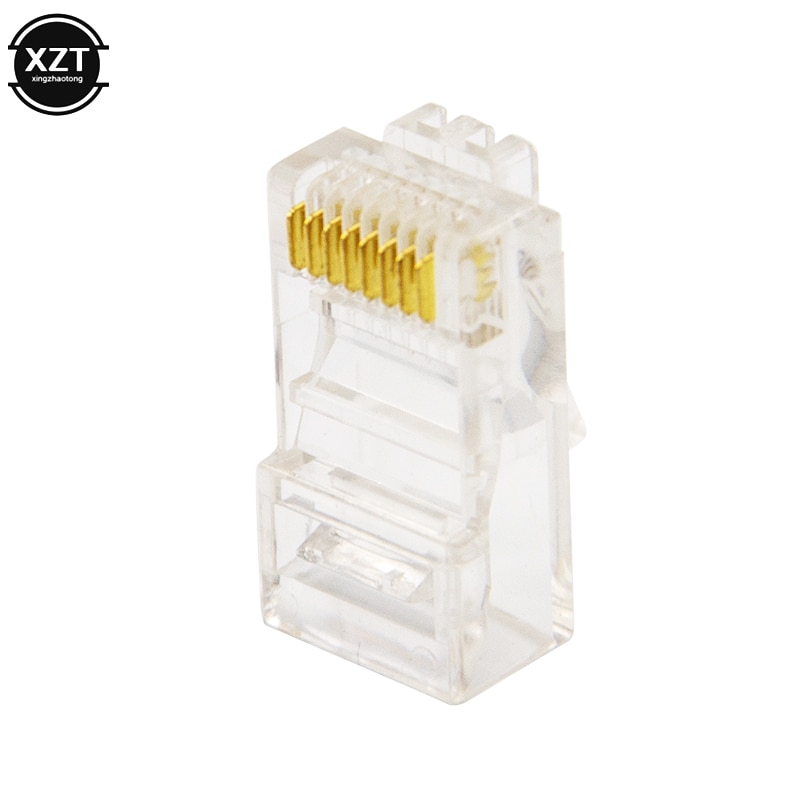 50 100 pcs Cat5 RJ45 RJ 45 Connector plug 8P8C Modular Ethernet Cable Head Plug Gold-plated Cat 5e Crimp Network