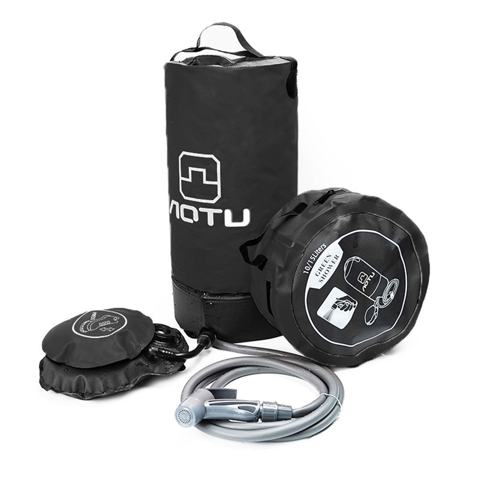 Udendørs bruser campingudstyr pvc trykbruser oppustelig bruser tryk bruser vandtaske camping bade multiværktøj: Type 7 sort