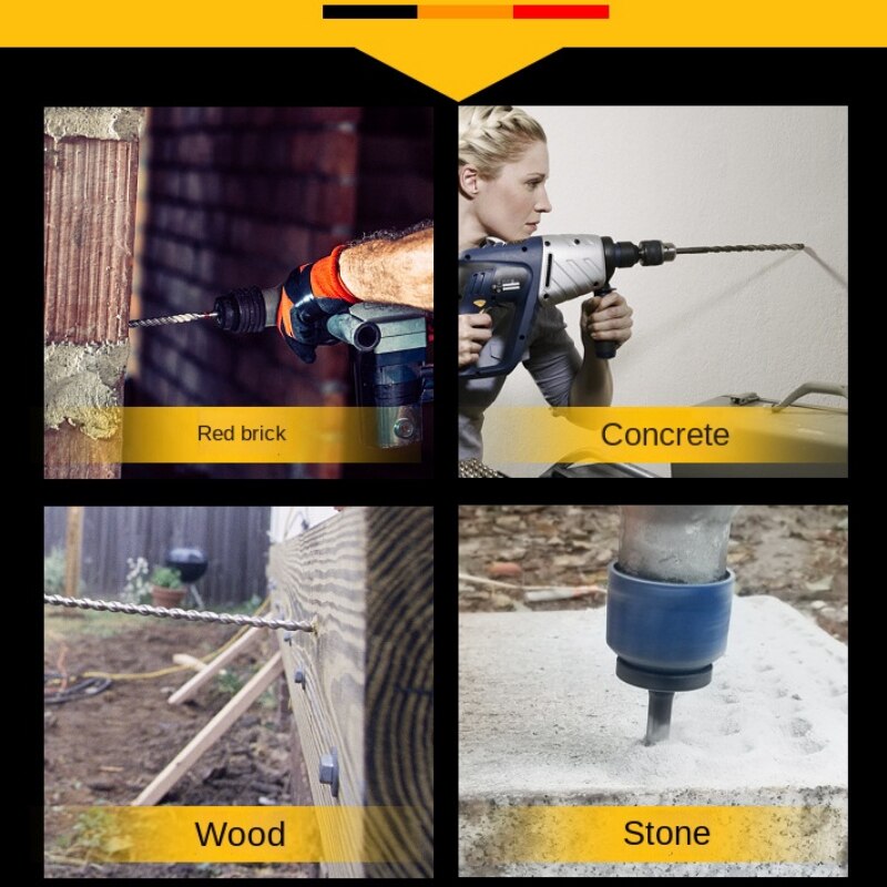 6-18mm Concrete Gun Drill Bit Set Cross Tips 4 Cutters Wall Brick Block Electric Hammer Masonry Drilling Bits Metalworking Tools
