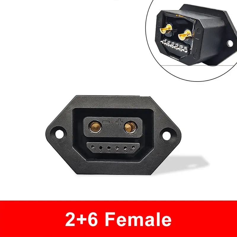 Charging Plug 2+1+5 E-Bike Lithium Battery Connector Electric Vehicle 2+4/2+6 Charging Port Cord Adapter Male and Female Socket: Gold