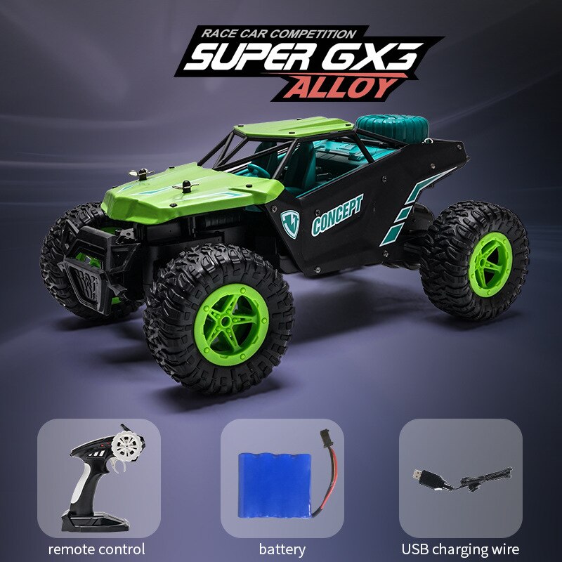 2022 nuovo 1:16 RC Car 2.4G Radio telecomando auto Off-Road arrampicata deriva auto ad alta velocità giocattolo elettronico giocattoli acing: Green