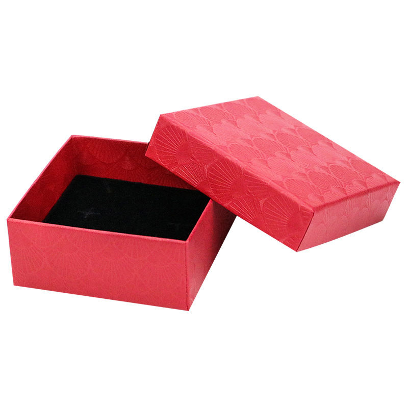 Caja cuadrada de joyería de festón anillo collar pendiente pulsera caja organizador boda compromiso joyería caja de o muestra soporte: Rojo