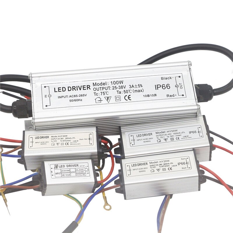 Ac 110v-220v til  dc 20-38v strømforsyning 10w 20w 30w 50w 100w vanntett transformator elektronisk monokrom ledet-lysdrift