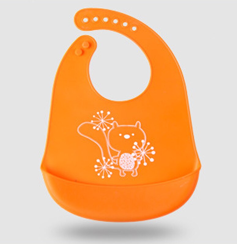 1pcs Baby Waterproof Silicone Bibs Infant Soft Cartoon Adjustable Saliva Towel Newborn Feeding Saliva Bibs Apron Burp Cloths: orange