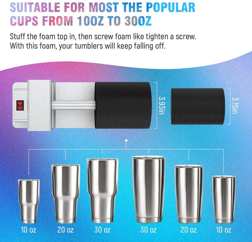 Cup Turner Met Stille Motor 10 Oz Om 30 Oz Tumbler Spinner Met 2 Schuim Ambachten Tumbler Cup Spinner Machine kit Cuptisserie Cup