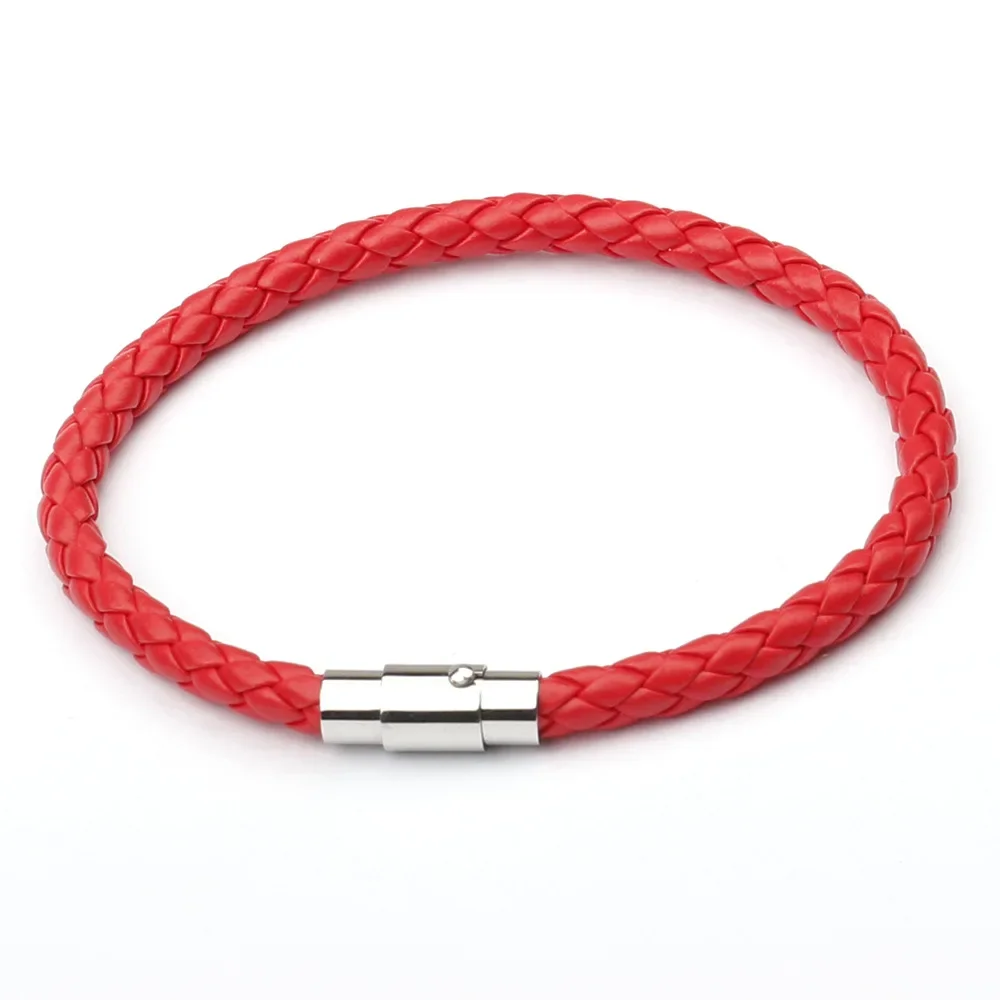 Rope Leather Bracelet Men Women Stainless Steel Magnetic Clasp Summer Style Male Bracelets Bangles Jewelry SL019: Light Yellow Gold Color