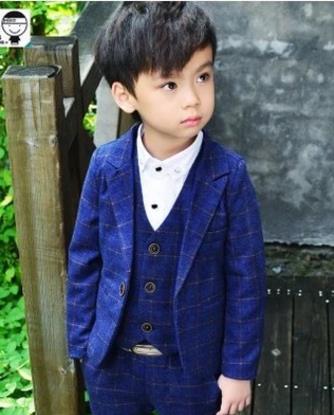 Formele geruite kleding jongens pakken voor bruiloften kinderen britse wind verjaardag jurk pak kinderkleding jas + broek + vest