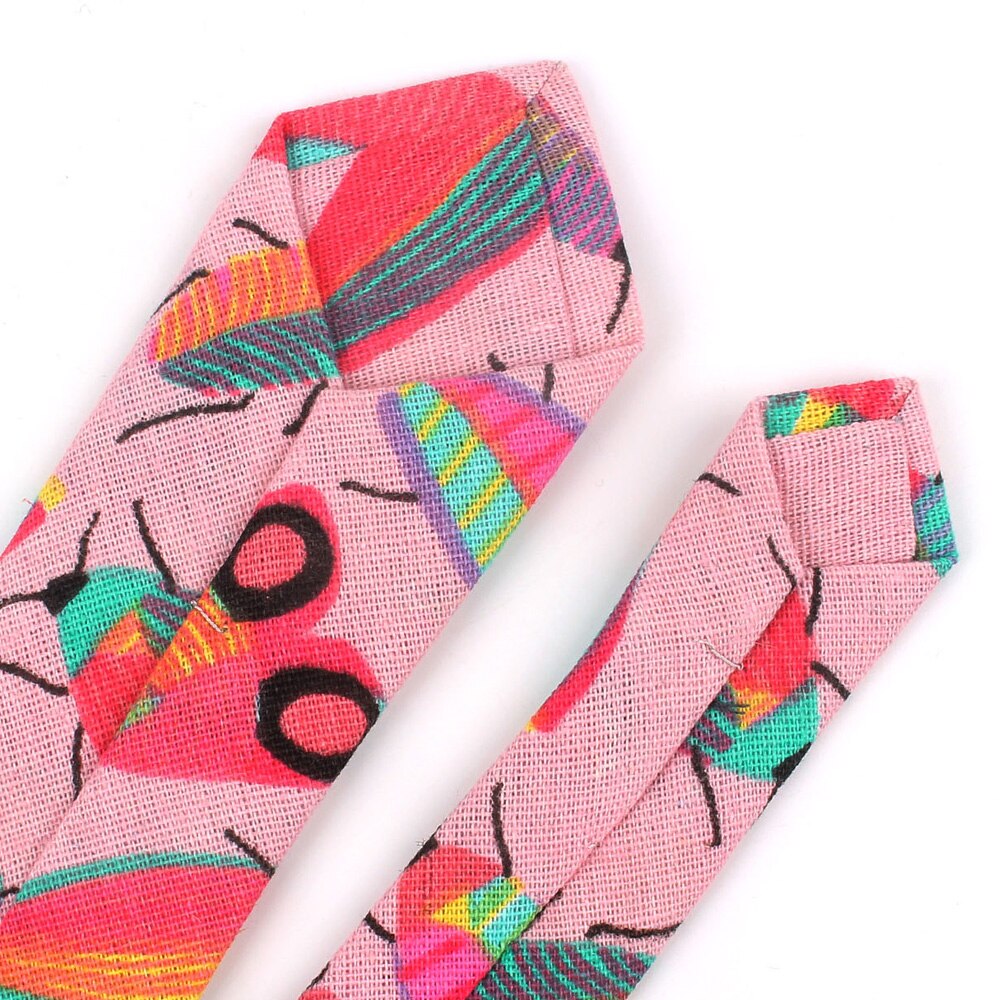 Cartoon Print Tie For Men Women Skinny Neck Tie For Wedding Casual Cartoon Neckties Classic Suits Slim Cotton Linen Neck Ties