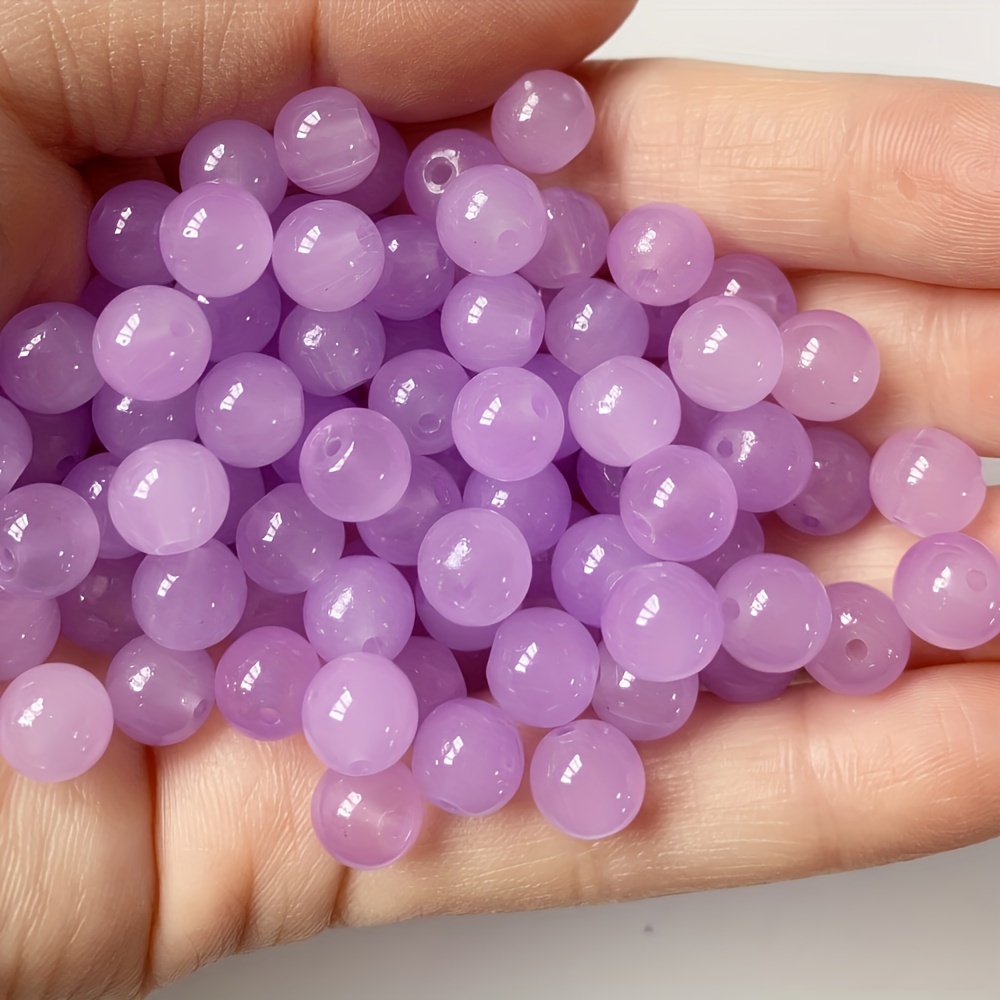 50pcs/8mm Solid Color Glass Beads, Beading & Jewelry Making Essentials Colorful, , Trendy DIY Craft Supplies for Handmade: Pink