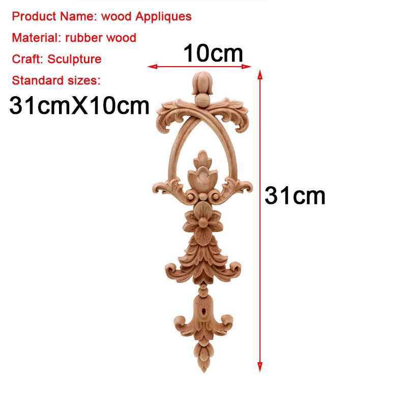 VZLX Ongeverfd Hout Eiken Golf Bloem Onlay Decal Hoek Applique voor Meubelen Decor Decoratieve Hout Gesneden Lange Applique