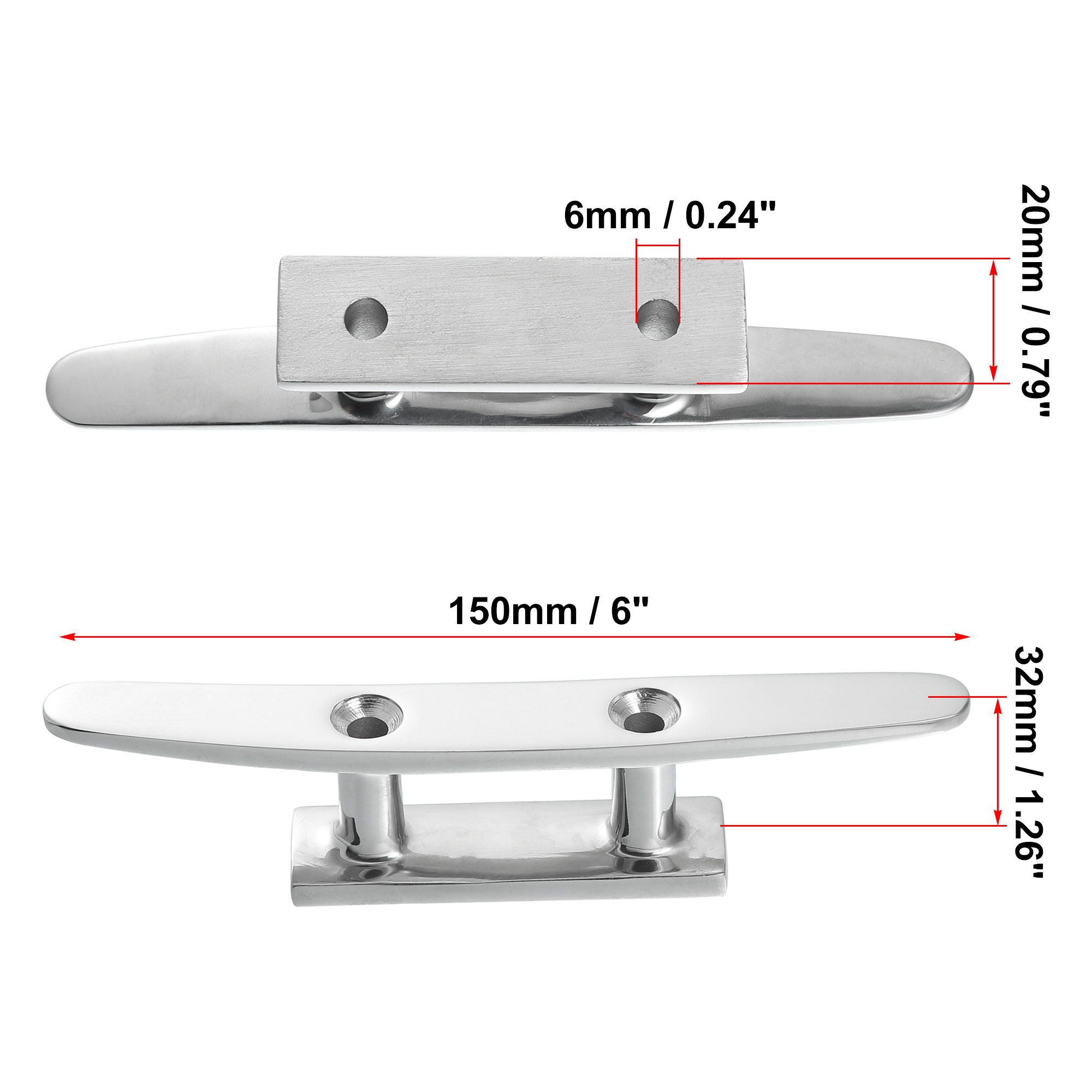 UXCELL 4-6 Inch 100-150mm Rvs Boot Vlaggenmast Cleat Hook Deck Cleats Touw Cleat Handvat Universeel voor Marine Boot
