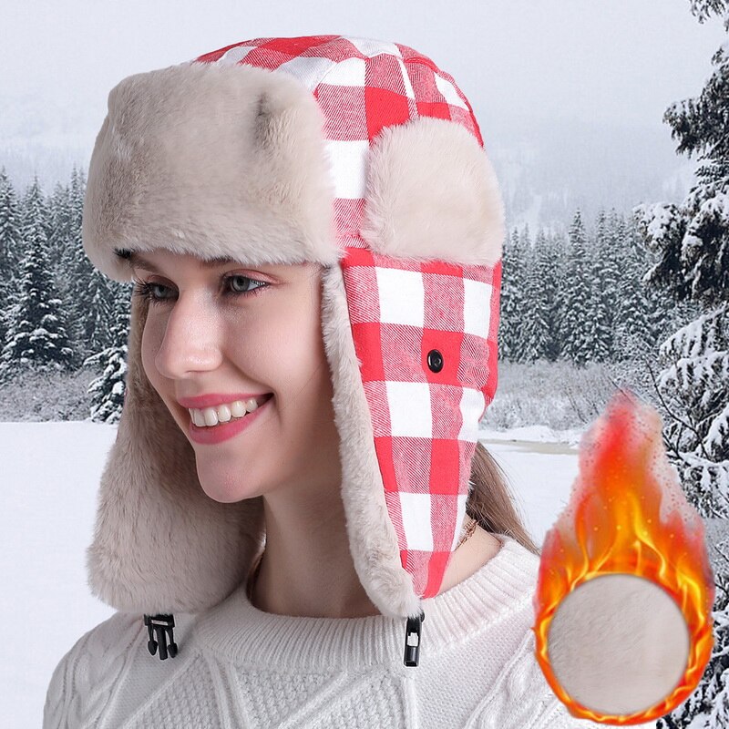 Wintermutsen heren dames warme mutsen plus fluwelen koudebestendige verstelbare mutsen winddichte gezichtsbedekking skimutsen sets gymmutsen: Pet rood 2
