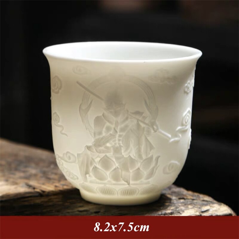 Ceramiczny smok feniks filiżanka Zen jadeit porcelanowy kubek robić wody kreatywny tłoczony mała miseczka na herbatę urodziny prezenty mistrzowski puchar Drinkware: F