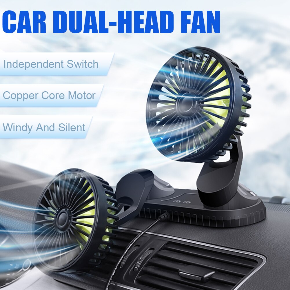 12V 24V Auto Fan Dual Head Fan Tuyere Creatieve Auto Interieur 360 Graden Ronde Cooling Auto Koelventilator auto Elektronica Cooler Fans