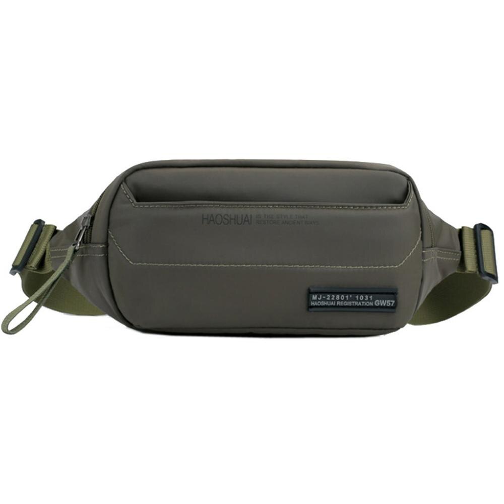 Nylon Fanny Pack for Men Women Waist Pack Bag Hip Bum Belt Pouch Bags with 3 Zipper Pockets for Outdoors Running Hiking Cycling: Army Green