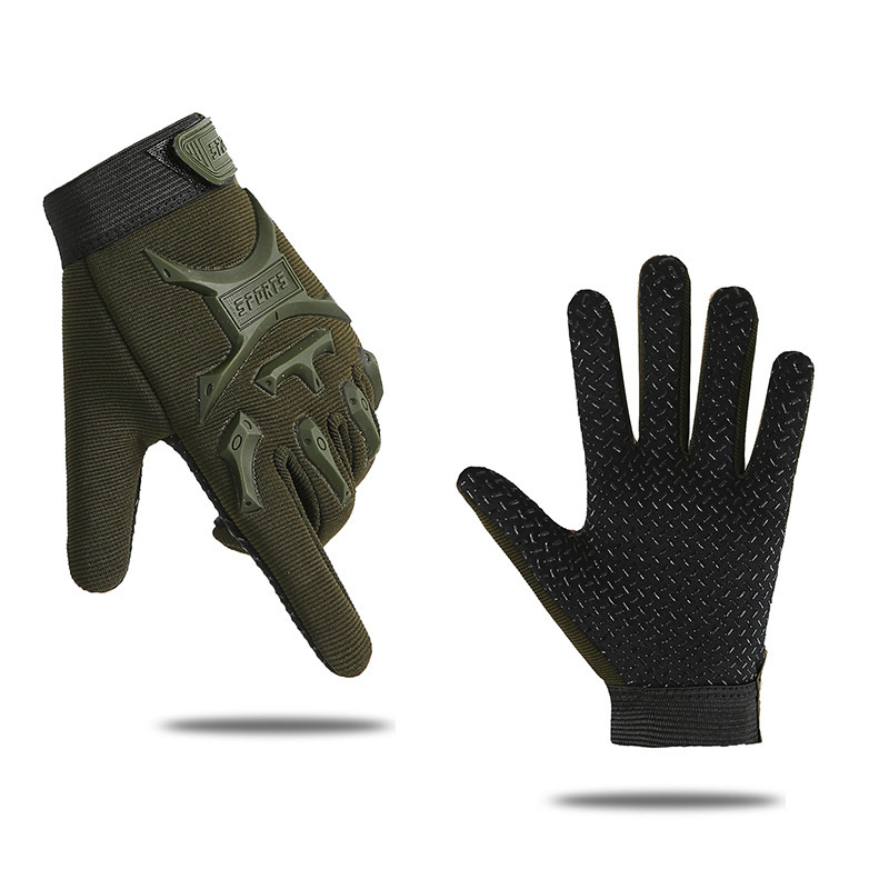 Children's cycling gloves, boys' tactical full-finger gloves, camo four seasons, girls' 2 to 7 year old children's anti-slip climbing gloves: L / Black
