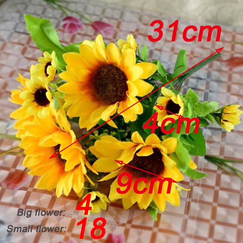 Artificial Sunflower Simulation Sunflower Bouquet for Home Wedding Garden Party Table Shooting Prop Decoration