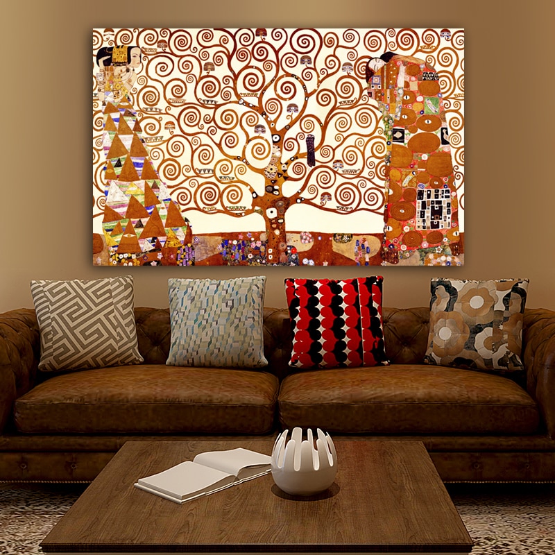 Tableau Imprimé Sur Toile Encadré - Œuvre De Gustav Klimt (Art Nouveau), Paysage, Neuf