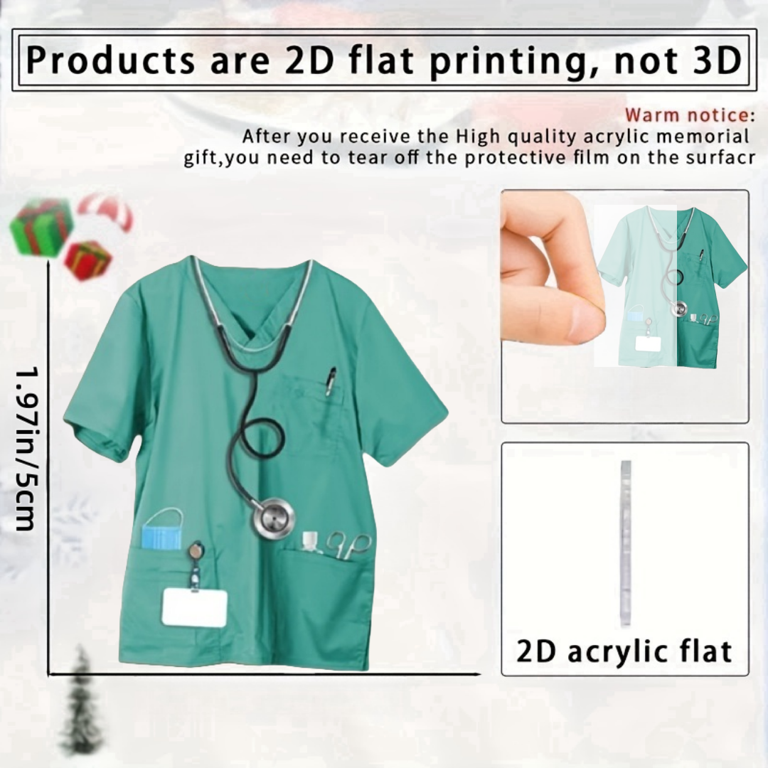 Sygeplejerskeuniform nøglering vedhæng, sygeplejersketøj 2d flade akryl ornament charms, hængende dekoration til bil, taske, festlig, fest