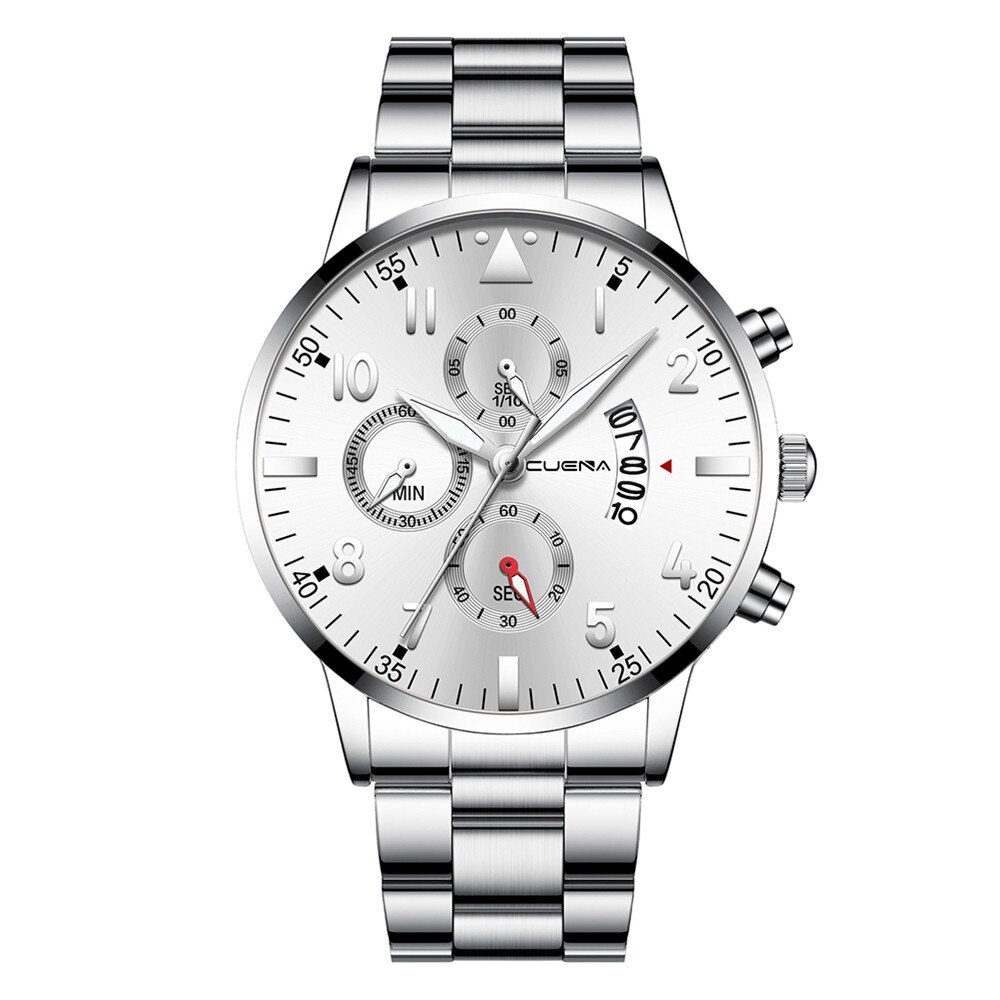 Relogio masculino horloges heren sport roestvrij stalen kast leren band horloge quartz zakelijk polshorloge reloj hombre: C