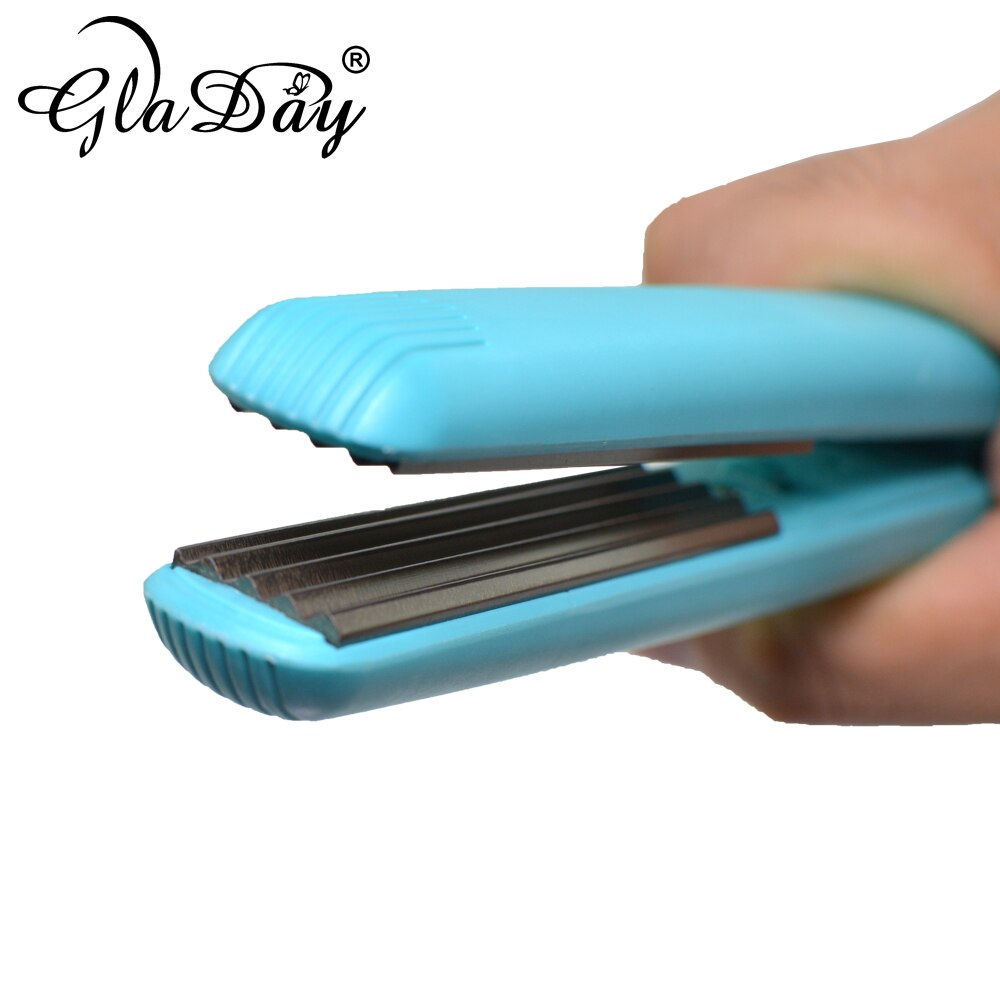 Mini plancha de titanio para alisar el cabello, herramienta de peinado, rizador, corrugado