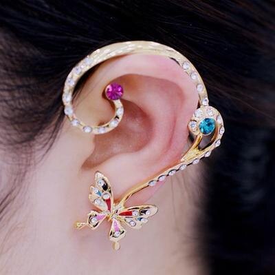 Gothic DIY Black Bat Shaped Ear Clips For Women Girls Punk Dragon Snake Butterfly Ax Vintage Earrings Party Jewelry: ER0162-Color