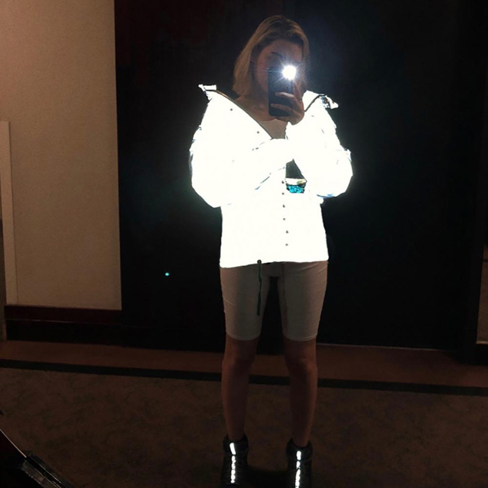 Chaqueta impermeable luminosa para mujer Parka invierno reflectante chaquetas femeninas acolchadas abajo Parkas Casual mujer abrigo