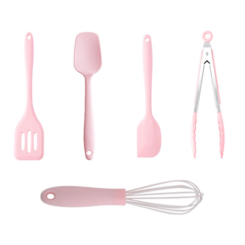 Roze Siliconen Keukengerei Sets Kawaii Voor Gerechten Gereedschap Accessoires Hoge Temperatuur Weerstand Vrij Combineren: Type 5