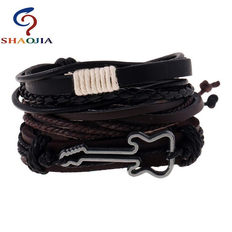 Leren armbanden sieraden heren modieuze jamaica armband verstelbare maat elastische kralen armband esdoornbladeren weven wikkelarmband: Tz013