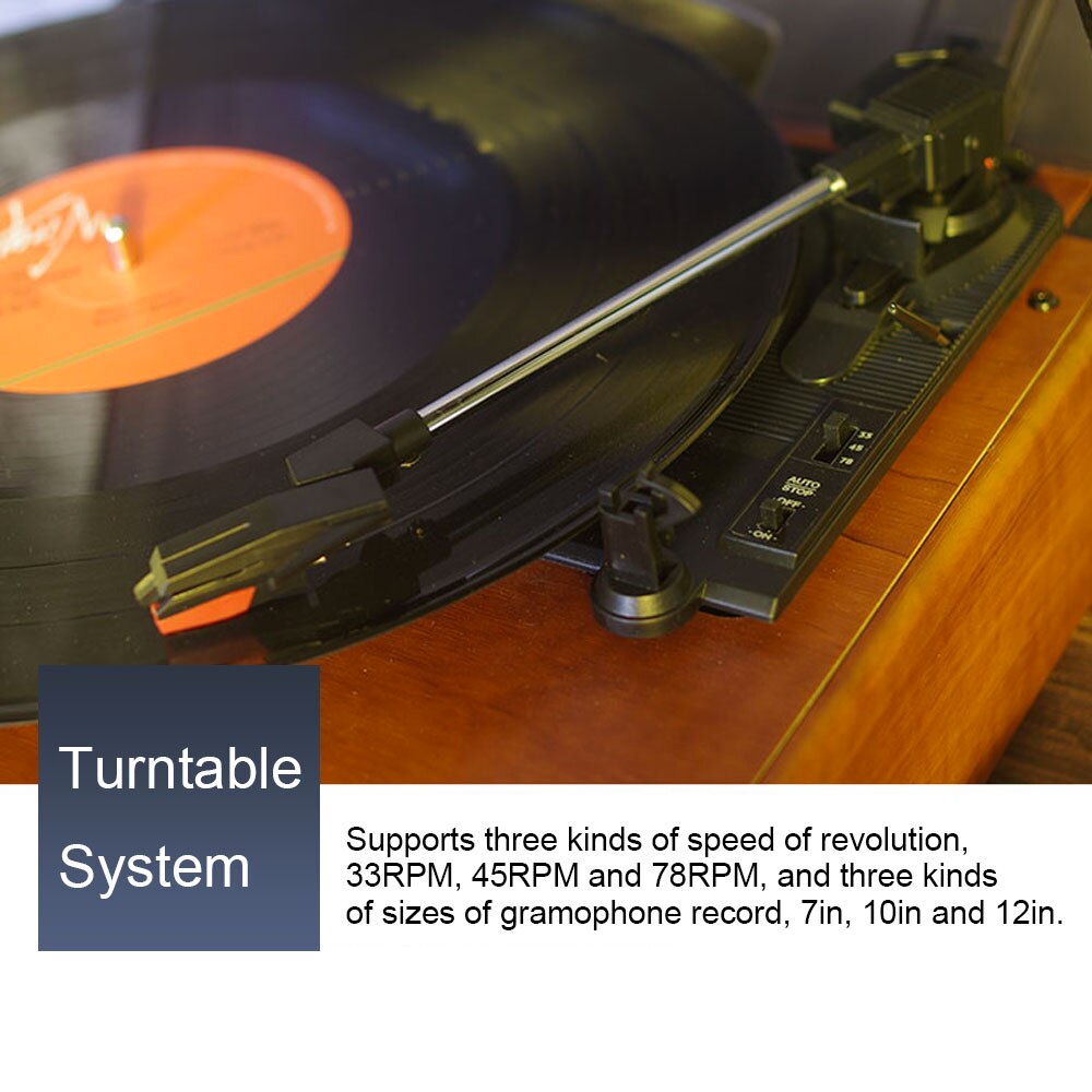 Bluetooth lautsprecher retro phonographen grammophon Vinyl aufzeichnen Spieler Klassische plattenspieler wiedergabe Gebaut-in Stereo Lautsprecher 33/45/78RPM