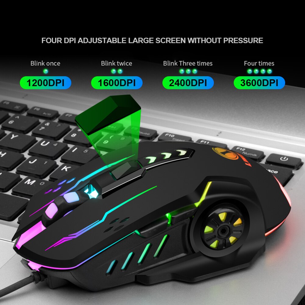 V70 USB Wired Mouse 6 Button 3600dpi Gaming Optical Gamer LED Mice Computer Mouse Ergonomic Gaming Mouse for PC Laptop