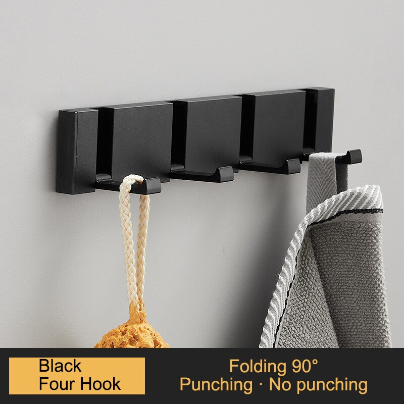 Porte-serviettes pliant Non marquant, sans poinçon, crochets muraux, porte-vêtements, pour salle de bains, cuisine, chambre à coucher, couloir