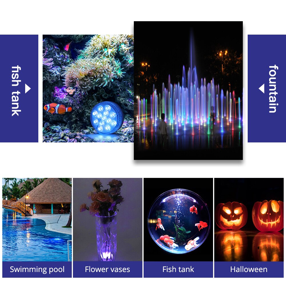 1/2/4 Pack LED Remote Controlled RGB Submersible Light IP68 Underwater Night Lamp Battery Operated for Vase Pool Fish Tank Pond
