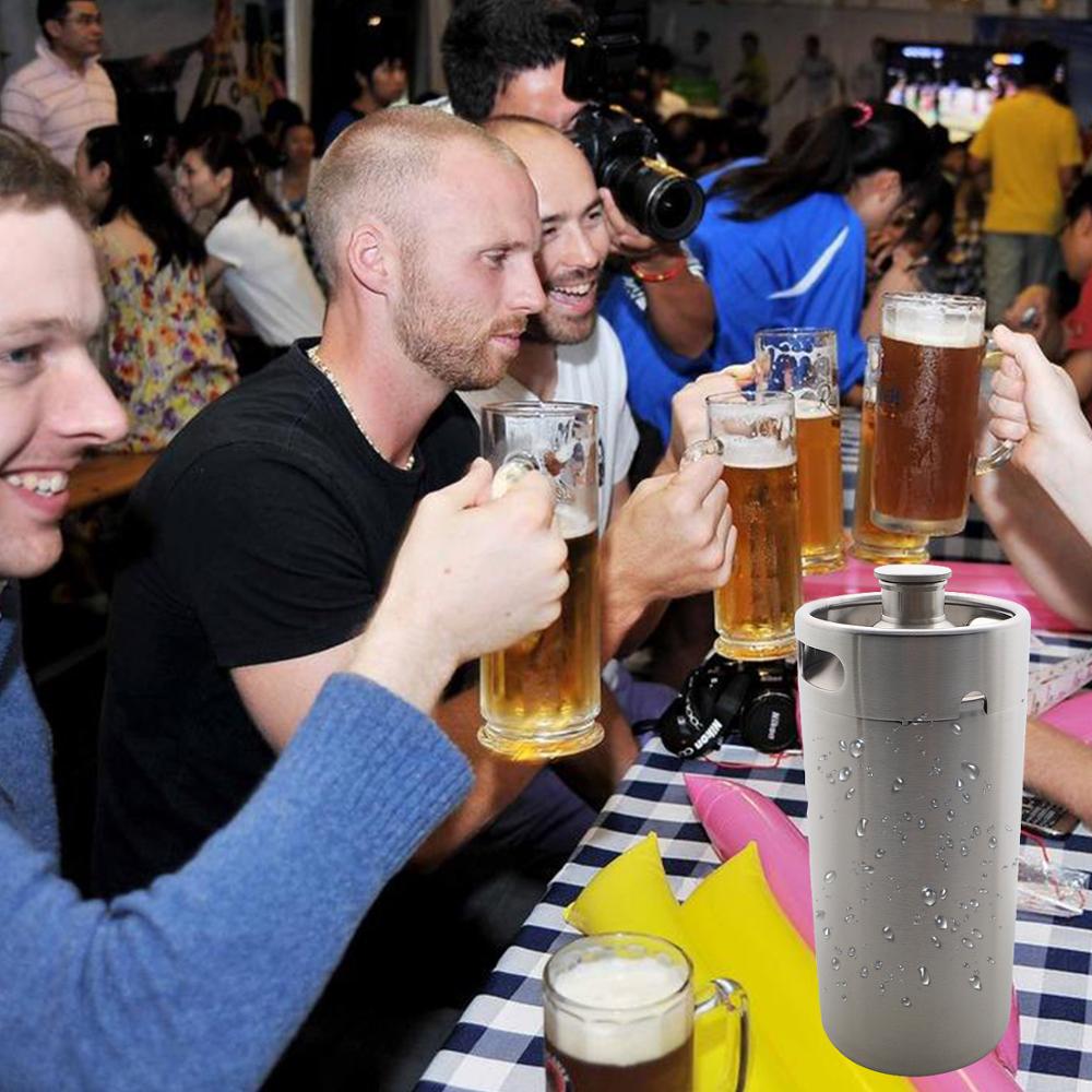 128oz 3.6L Stainless Steel Growler - 1 Gallon Mini Keg Style Growler Unbreakable Homebrew keg for beer bar