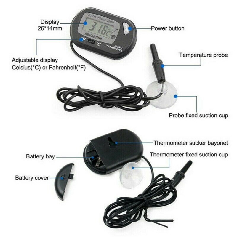 Temperatur akvarium stort lcd display vanntank termometer temperatur