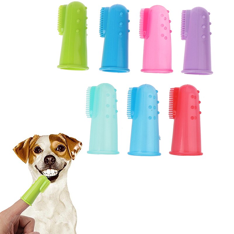 Cepillo de dientes de silicona Natural para mascotas, productos de cuidado de limpieza Dental suave para gatos y perros, juguetes suministros para mascotas de limpieza antimordida