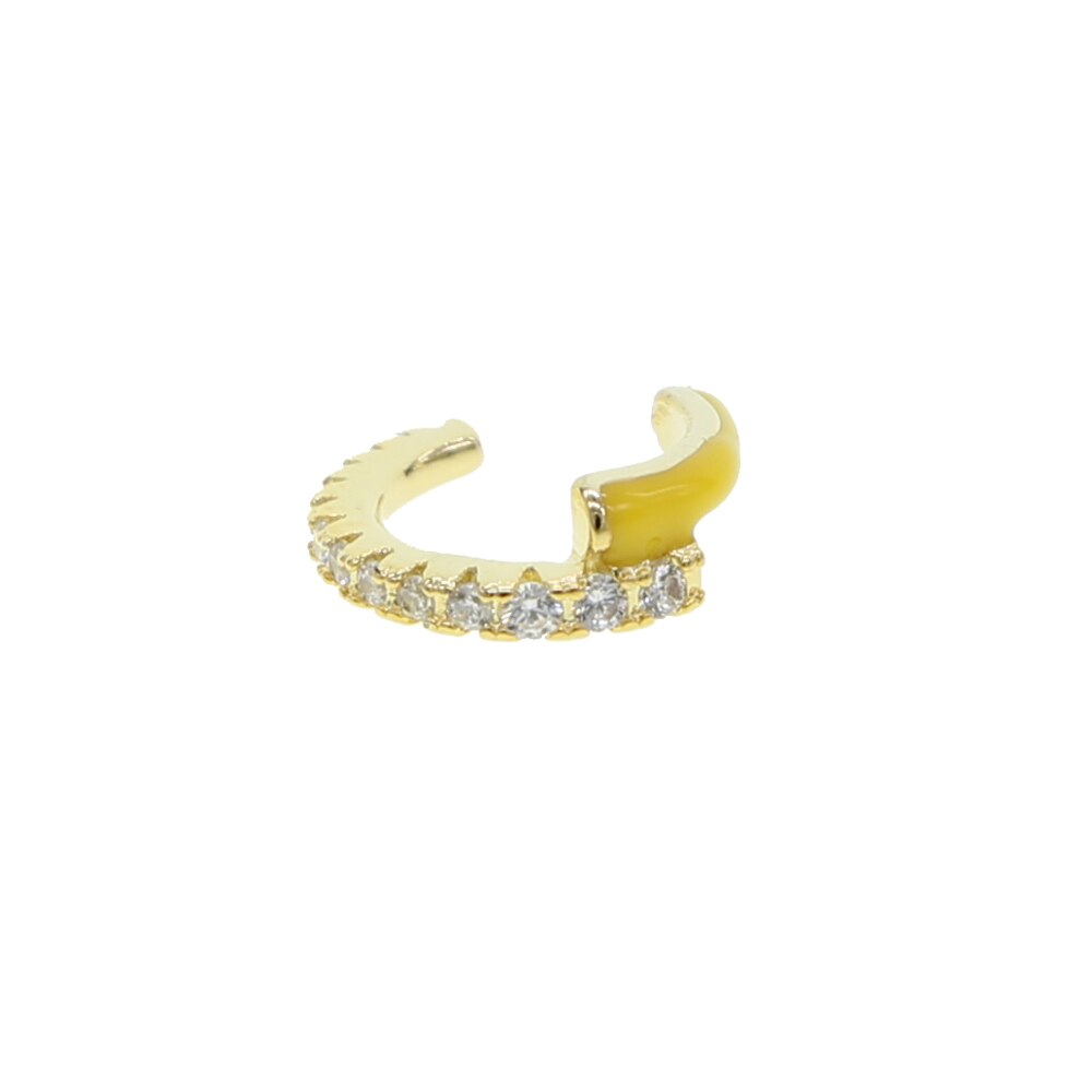 Boucle d&#39;oreille ronde en émail néon coloré, bijoux de , cercle rond sans piercing, manchette, été,: yellow