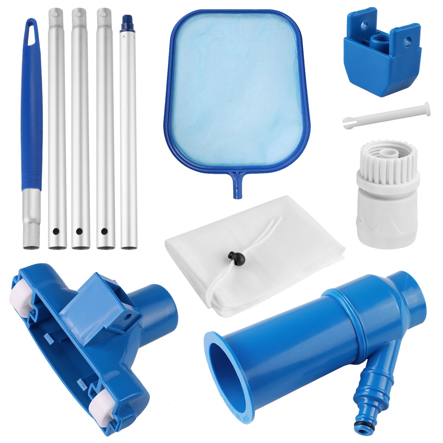 Kit de nettoyage piscine aspirateur piscine têtes de nettoyeur a Jet outils d'entretien avec filet de nettoyage pour piscine Spa bassin fontaine