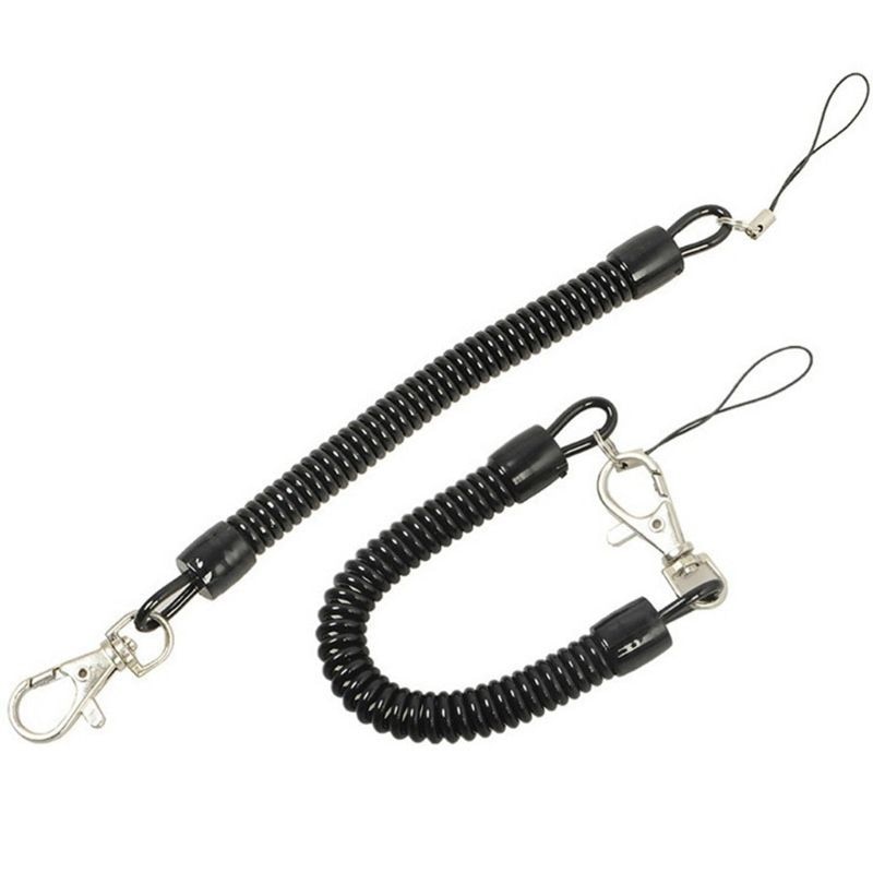 10Pcs Schwarz Spule Quellen Keychain Handy Snap Haken Halter Versenkbare Spule Schnur Schlüssel Kette Halter mit Karabiner