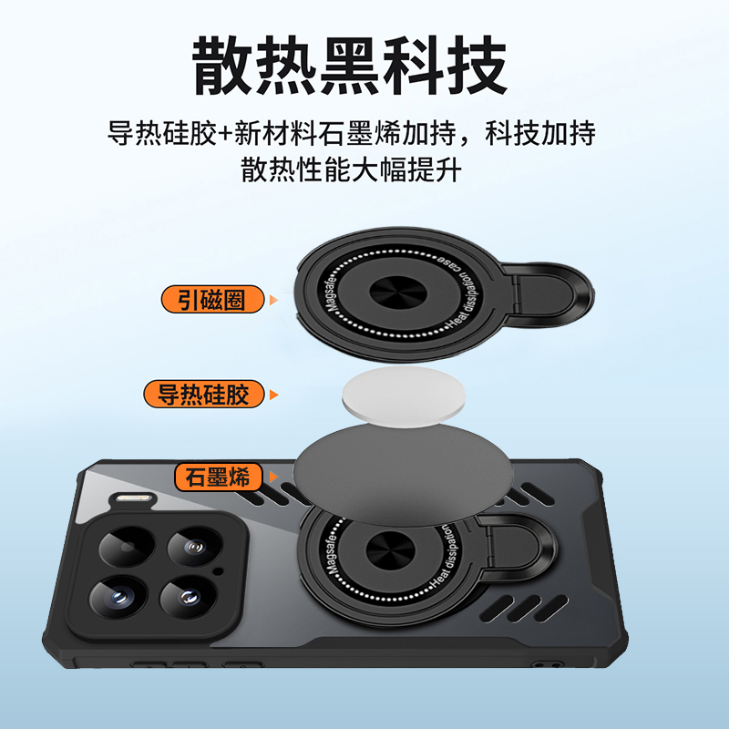 Funda de teléfono de silicona de grafeno para Xiaomi Mi 15 14 13 12 11 12s Pro MIX 4 12x cubierta transparente con soporte y disipación de calor