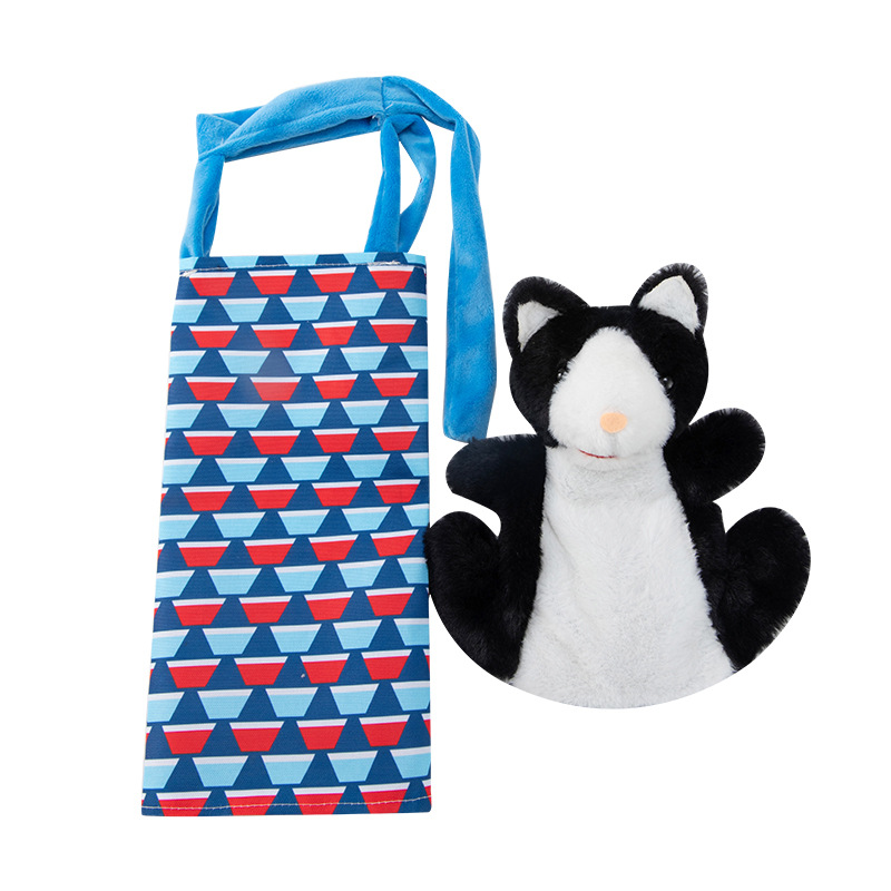 Crianças fantoches brinquedos gatos fantoche lutador gato luta brinquedo interativo fantoche de mão com estofamento resistente para jogar seguro gato cão brinquedos: Preto