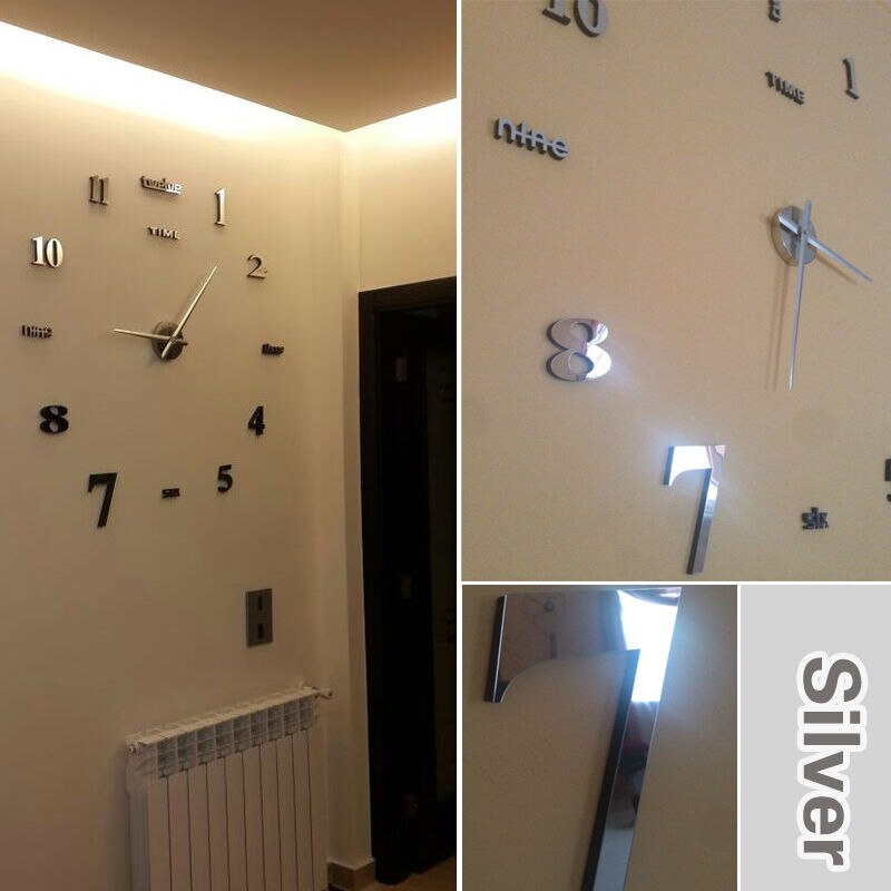 Horloge murale grand miroir, moderne 3D, décoration pour la maison, bricolage, unique,