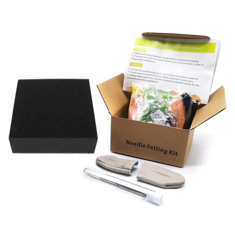 Mini Dog Merino Needle Felting Kits for Beginner, Needles, Finger Guards, Foam Mat, Instructions, DIY Felting Craft (A)