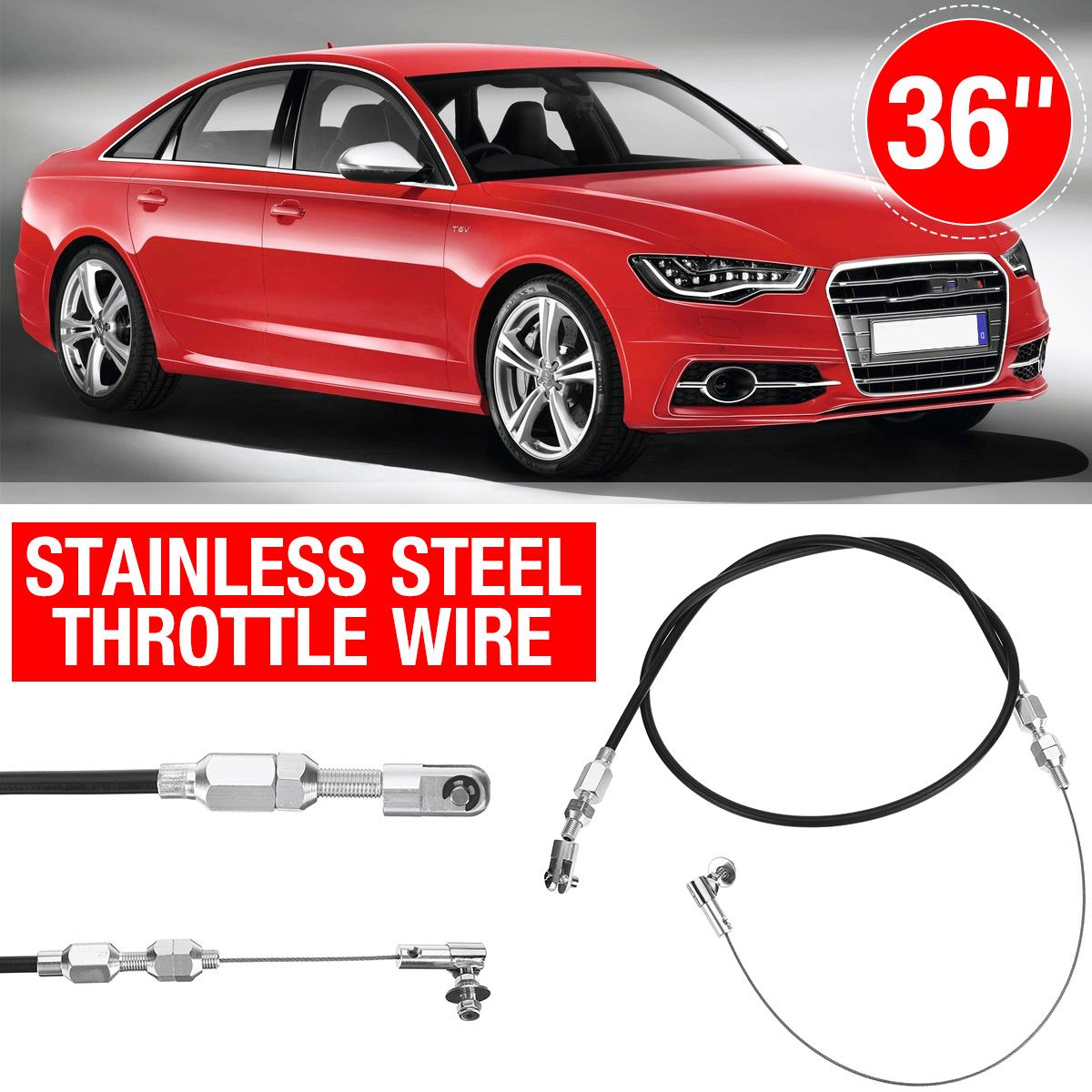 1PCS 36 Inch Car Throttle Cable Stainless Steel Throttle Wire Rubber Housing Universal Replacement for GM/MOPAR Rod