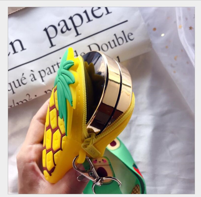 Saco de tamanho médio bonito com inclinação span abacate zero bolsa silicone abacaxi morango silicone ajustável inclinação span bag