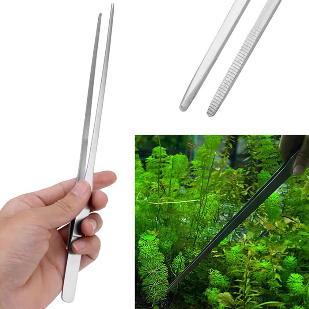 25# Stainless Steel Curved Aquarium Tweezers Aquarium Plant Shrimp Reef Tweezer Fish Tank Cleaner Aquarium Accessories