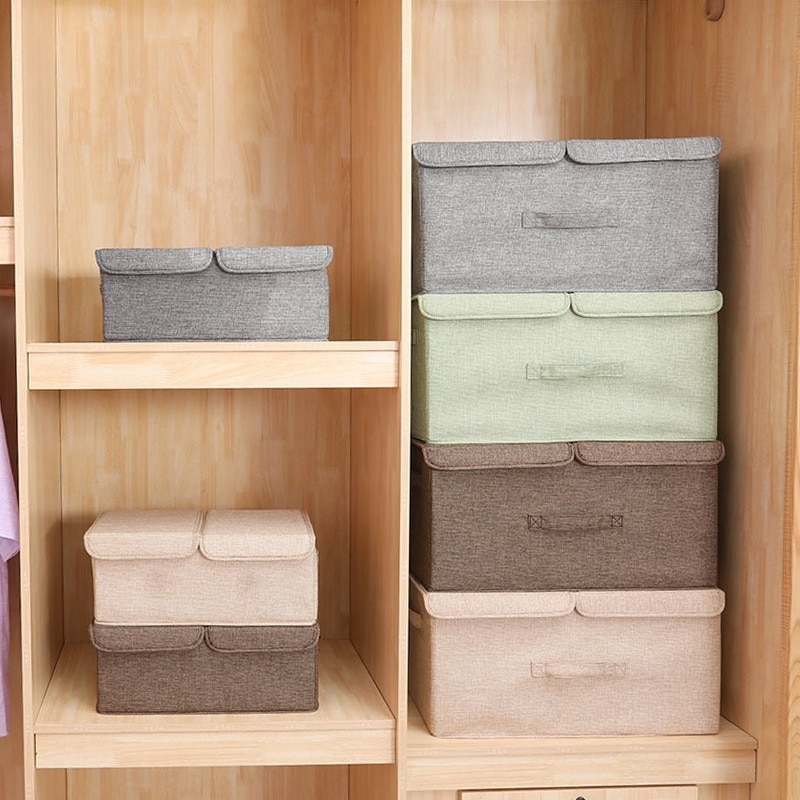 Cestas de almacenamiento para armario organizador de ropa interior y calcetines, caja de almacenamiento plegable para el hogar, cajón de tela, organizador de ropa
