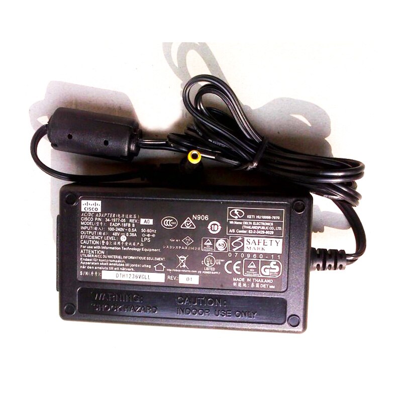 Original For Cisco 7960 7940 7912 34-1977-05 EADP-18FB B IP Phone AC Adaptor Charger Power Supply Adapter 48V 380mA