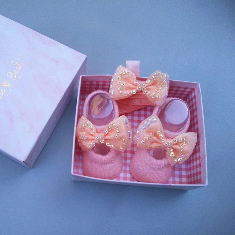 Conjunto de 2 unids/lote de calcetines de diadema para niña, lazos de encaje, turbante elástico, diademas, diadema para niña, accesorios para el cabello para bebé